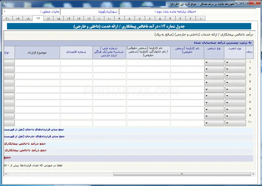 نحوه پر کردن اظهارنامه مالیاتی اشخاص حقیقی گروه اول